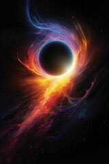 Fototapeta premium Solar eclipse with a rainbow light shimmer , realistic