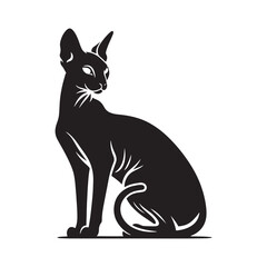 Sphinx Cat Silhouette Vector: Elegant and Enigmatic Feline Profile- Sphinx cat vector stock.