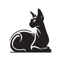 Sphinx Cat Silhouette Vector: Elegant and Enigmatic Feline Profile- Sphinx cat vector stock.