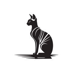 Sphinx Cat Silhouette Vector: Elegant and Enigmatic Feline Profile- Sphinx cat vector stock.