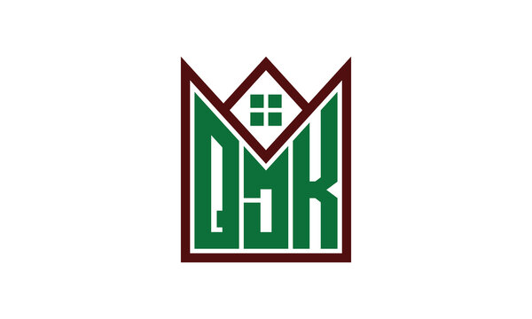 QDK initial letter builders real estate logo design vector. construction, housing, home marker, property, building, apartment, flat, compartment, business, corporate, house rent, rental, commercial
