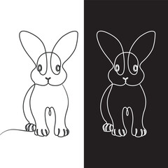 Rabbit minimalistic Continuous line art. One linear artwork drawing one line art style wild pet animals illustration.