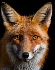 portrait of a fox on black background