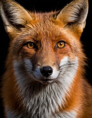 Fototapeta premium portrait of a fox on black background