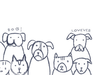 hand drawn dog lovever for templates.