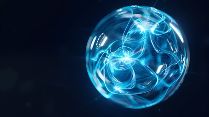 Glowing Spherical Energy Field Radiating Brilliant Iridescent Light and Fractal Swirls in a Captivating Futuristic Display of Science and Technology