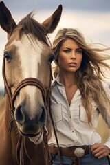 cowgirl with horse Generative AI