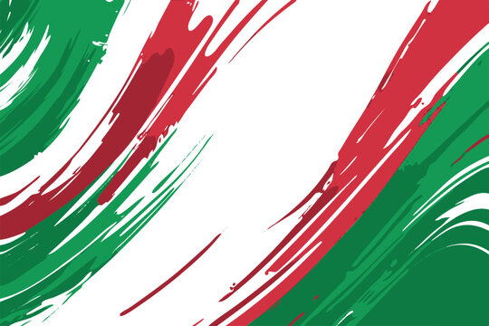 Abstract Art in Italy Flag Colors: Red, Green, White Brush Strokes