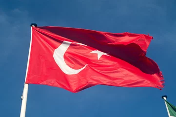 Foto auf Alu-Dibond General stock - Turkish flag fluttering in the wind. © Richard