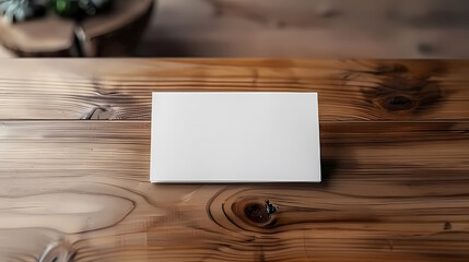 Blank card on table for message, cardboard background