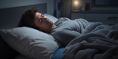 calmly sleeping man in his bed Generative AI