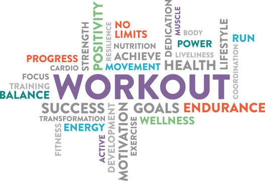Workout, Word Cloud Art, Wall Décor, Wall Branding, gym wall branding, gym, Wall Sticker Crossfit Fitness Inspirational Vinyl Decal Sports Motivational Print Art Home Gym Training Club Decor