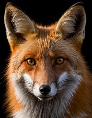 portrait of a fox on black background