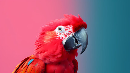 Fototapeta premium Beautiful colored parrot on tropical background