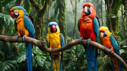 The variety of colors among the parrots is breathtaking. Brilliant reds, vivid blues, vibrant greens, sunny yellows, and striking oranges mingle together, creating a harmonious yet dazzling display of
