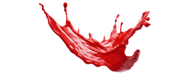 Abstract ketchup sauce tomatoes splash in the air liquid flow transparend white background.