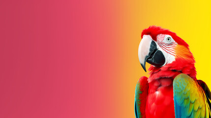 Beautiful colored parrot on tropical background