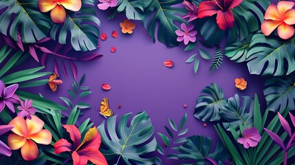 Floral and botanical background, Abstract pattern with spring flowers on a violet background