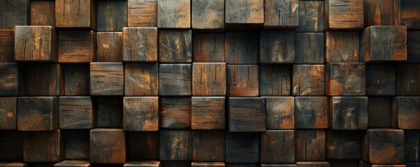 Background made from wooden blocks, modern texture.
