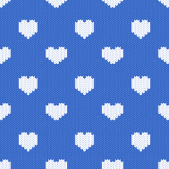 seamless knitted pattern with white heart.