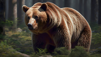 Brown Bear Scouting For Food - obrazy, fototapety, plakaty