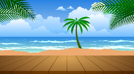 wooden table on the beach in daytime	
