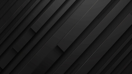 Fototapeta premium Black abstract geometric background. Modern shape concept. Grey line on black. Minimal design. Cover design template, business background.