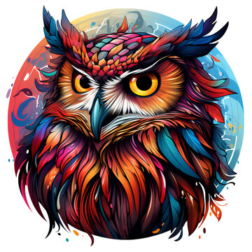 Owl head. Artistic illustration in vector style.