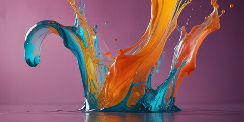 colorful liquid splash on soft background