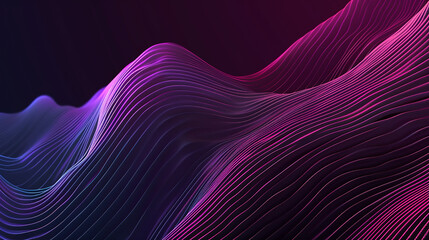 purple flaying line wave dark background. minimal wavy lines abstract futuristic tech background....