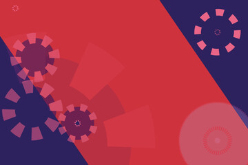 Abstract vector background with a red blue pink color gears. The circles are of different sizes and are scattered all over the background.