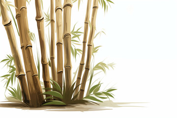 Bamboo tree drawing on a white background There is space to enter text.
