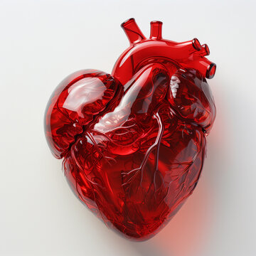 3d rendering Anatomical Glass Heart model with white background