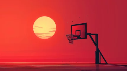 Zelfklevend Fotobehang Minimalistic, vector art of basketball game concept  © IvanCreator