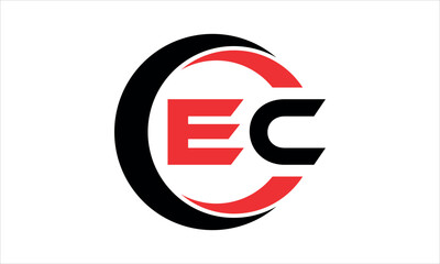 Fototapeta premium EC initial letter circle icon gaming logo design vector template. batman logo, sports logo, monogram, polygon, war game, symbol, playing logo, abstract, fighting, typography, minimal, wings logo, sign