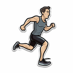 Fototapeta na wymiar Athlete running, bright sticker on a white background