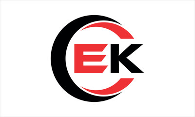 Fototapeta premium EK initial letter circle icon gaming logo design vector template. batman logo, sports logo, monogram, polygon, war game, symbol, playing logo, abstract, fighting, typography, minimal, wings logo, sign