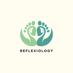 Reflexology logo design with foot clinic unique concept - obrazy, fototapety, plakaty