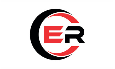 ER initial letter circle icon gaming logo design vector template. batman logo, sports logo, monogram, polygon, war game, symbol, playing logo, abstract, fighting, typography, minimal, wings logo, sign