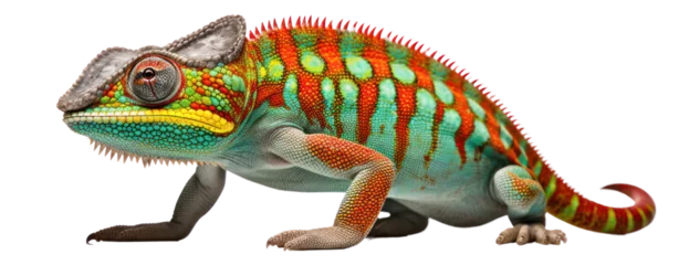 Foto auf Alu-Dibond lizard chameleon on white background © Jo