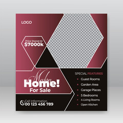 modern real estate house social media post or square banner template