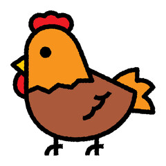 chicken cartoon roughen filled outline icon