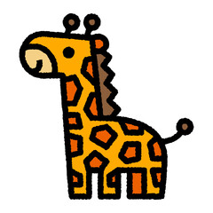 giraffe cartoon roughen filled outline icon