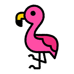 flamingo cartoon roughen filled outline icon