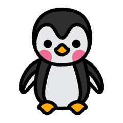 penguin cartoon roughen filled outline icon