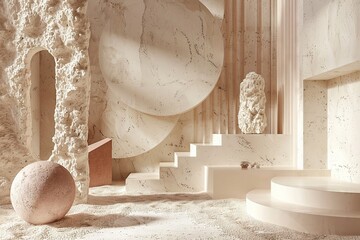 Abstract 3D composition of flowing sandstone forms, blending modern design with desert-inspired textures
