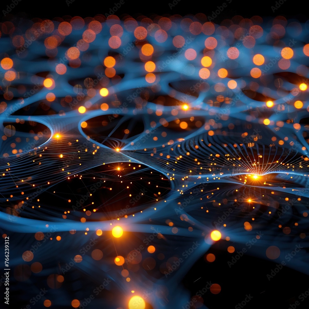 Poster Abstract concept of networked data points and connections in a digital space