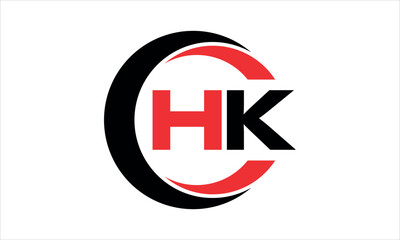 Obraz premium HK initial letter circle icon gaming logo design vector template. batman logo, sports logo, monogram, polygon, war game, symbol, playing logo, abstract, fighting, typography, minimal, wings logo, sign