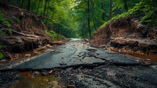Nature reclaims territory in the aftermath of road collapse