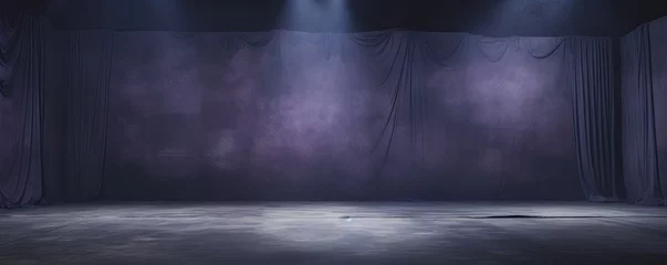 Gardinen Dark lilac background, minimalist stage design style © Celina